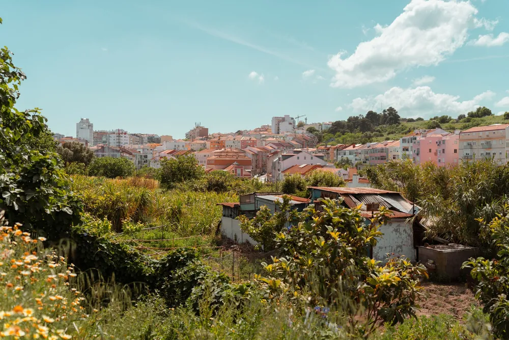 Verdure luxuriante et architecture typique dans le paysage urbain de Lisbonne